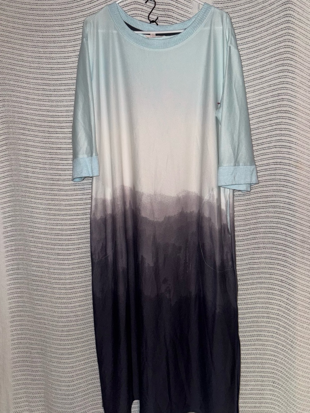 Secret Treasures Light Blue and Charcoal Knit Top
